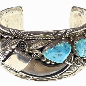 Signed Sterling & Turquoise Bracelet